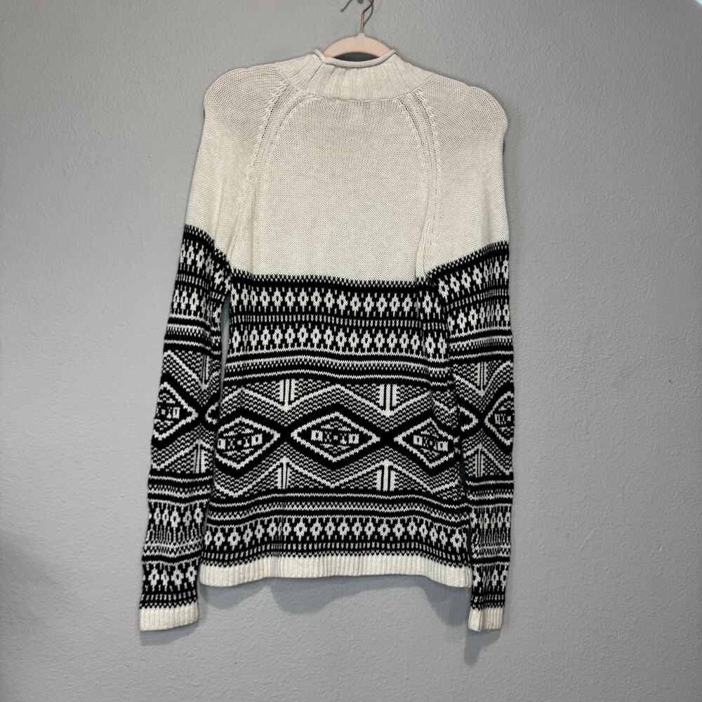 Christopher & Banks Fair Isle Roll Mock Neck Sweater Size Small Black Ivory - Picture 5 of 5